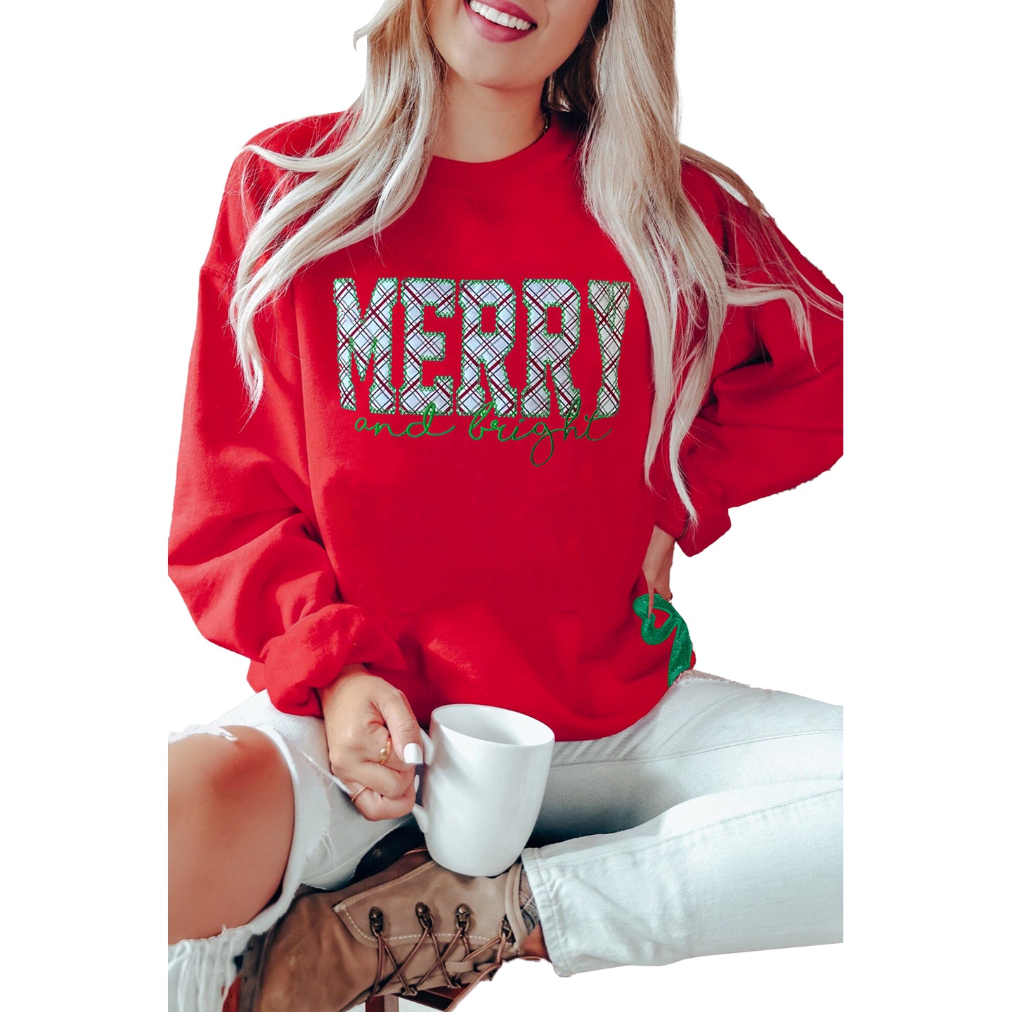 Letter Embroidery Hoodless Sweatshirt Knit Pullover