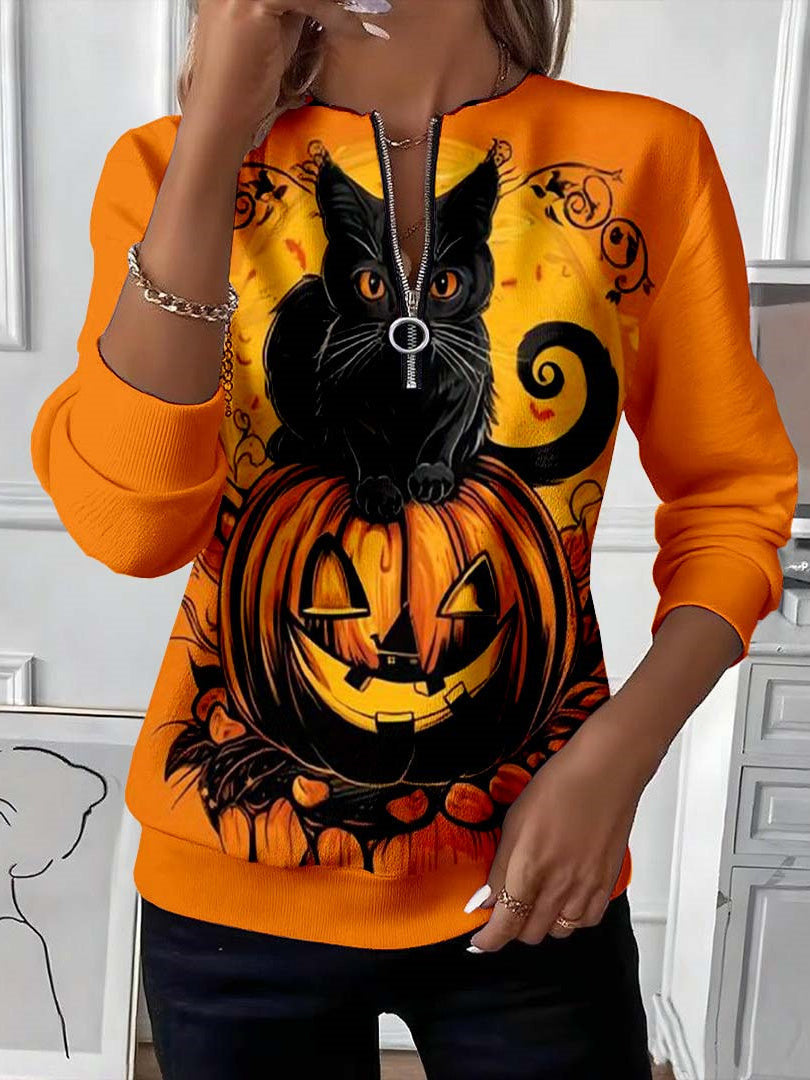 Women's Casual Christmas-Print Raglan Sweatshirt